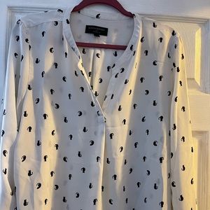 Long Sleeve Cat Print Blouse from Banana Republic.